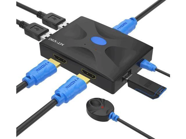 Alt view image 6 of 6 - 4K HDMI KVM Switch 2 Port, KVM Selector for 2 PCs Share Keyboard Mouse and Monit