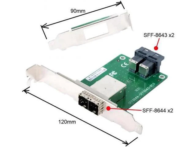 Alt view image 2 of 5 - SF-021 Dual Ports Mini SAS HD SFF-8644 To Internal SAS HD SFF-8643 PC