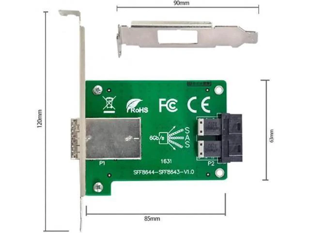 Alt view image 5 of 5 - SF-021 Dual Ports Mini SAS HD SFF-8644 To Internal SAS HD SFF-8643 PC
