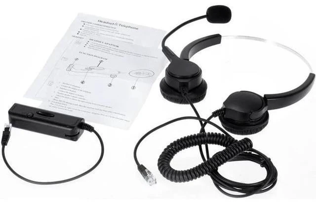 Alt view image 4 of 6 - Professional Telephone Headset Clear Voice Noise Cancellation Call Center Binaur