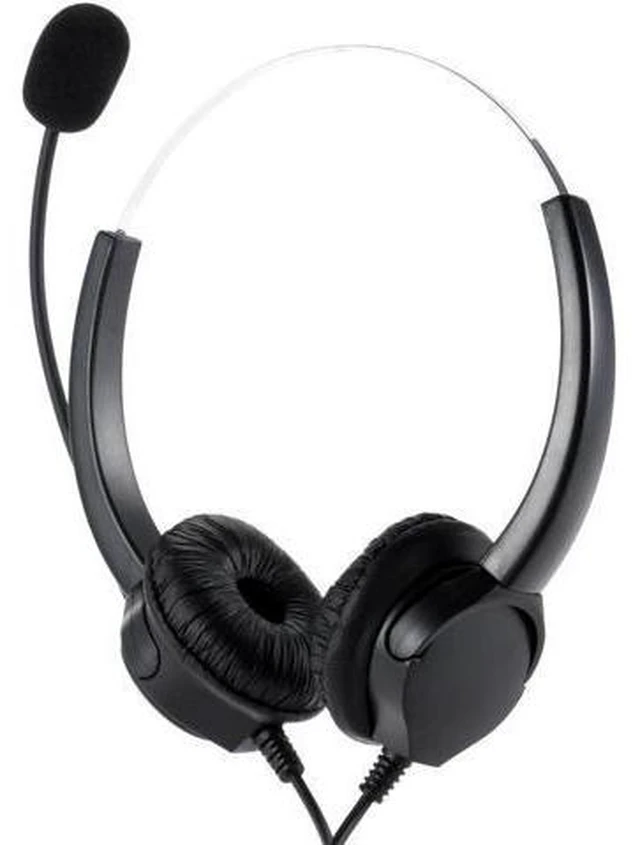 Alt view image 3 of 6 - Professional Telephone Headset Clear Voice Noise Cancellation Call Center Binaur