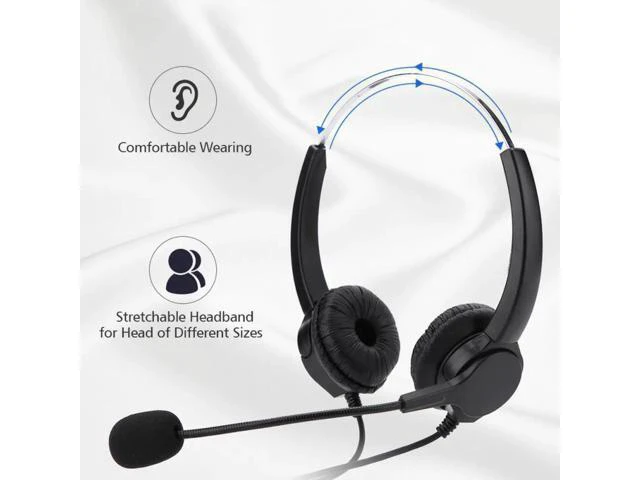 Alt view image 3 of 6 - Noise Cancelling Dual 3.5mm Plug Universal Call Center Headset 2.9m Long Cables