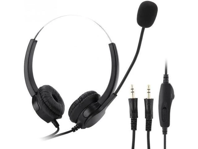 Alt view image 4 of 6 - Noise Cancelling Dual 3.5mm Plug Universal Call Center Headset 2.9m Long Cables