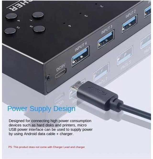 Alt view image 5 of 6 - 4-Port USB3.0 Sharer Switch USB KVM Switcher With controller PC Sharing Splitter