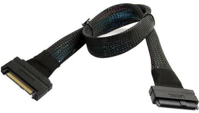 Alt view image 3 of 4 - 50cm U.2 U2 SFF-8639 NVME PCIe SSD Cable Male to Female 68pin Extensi