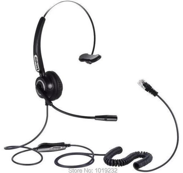 Main image of 4-Pin RJ9 Monaural Headset with Volume and Mute Switch Call Center Headphone wit