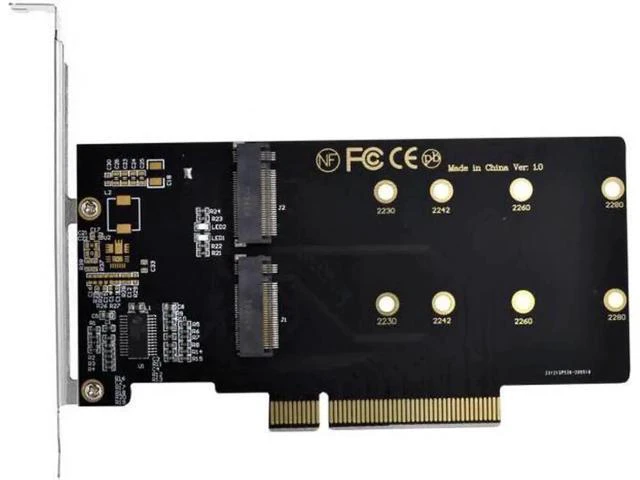 Alt view image 2 of 7 - Dual 2X NVME M.2 AHCI to PCIE Express 3.0 Gen3 X8 X16 Raid Card VROC