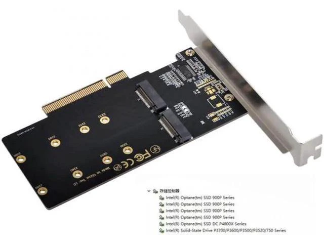 Alt view image 6 of 7 - Dual 2X NVME M.2 AHCI to PCIE Express 3.0 Gen3 X8 X16 Raid Card VROC
