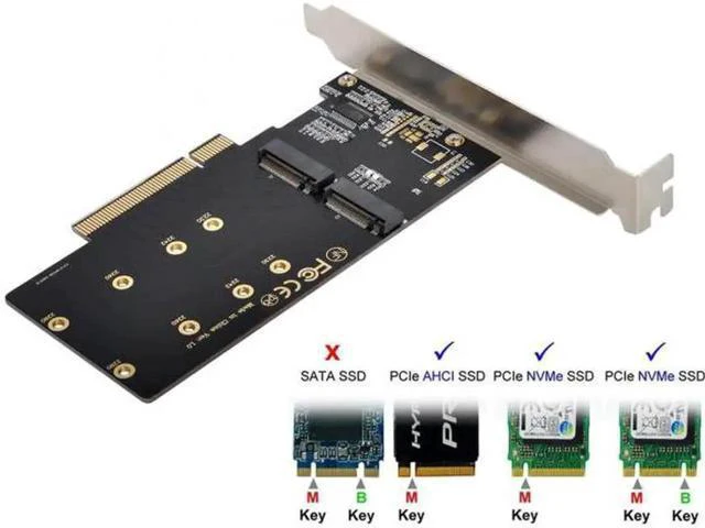 Alt view image 7 of 7 - Dual 2X NVME M.2 AHCI to PCIE Express 3.0 Gen3 X8 X16 Raid Card VROC