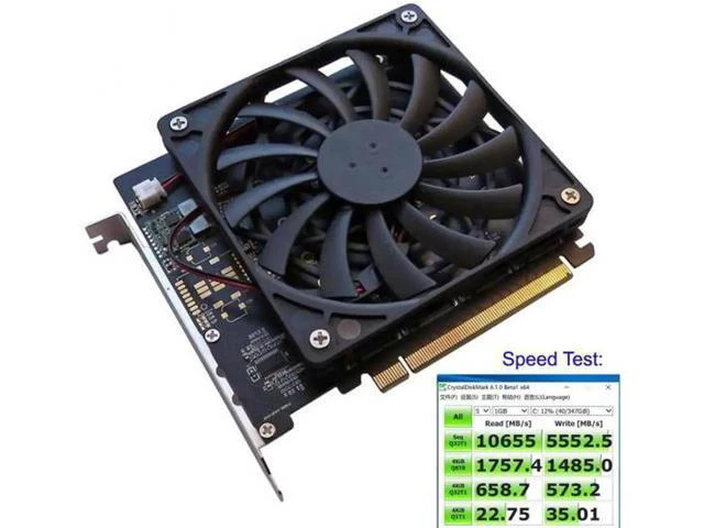 Alt view image 2 of 7 - 4X NVME M.2 AHCI to PCI-E Express 3.0 Gen3 X16 Raid Card with Fan VRO