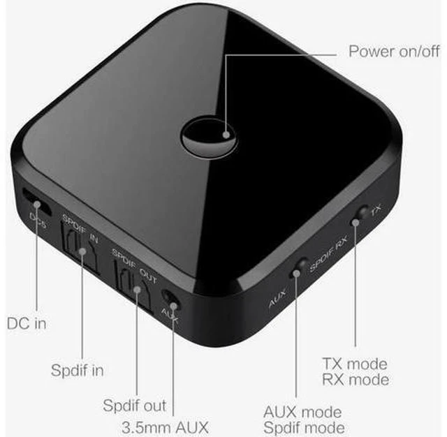 Alt view image 6 of 6 - 4.1 Wireless Bluetooth Receiver TX16 3.5mm Apt-x Wireless Stereo Adapter With Op