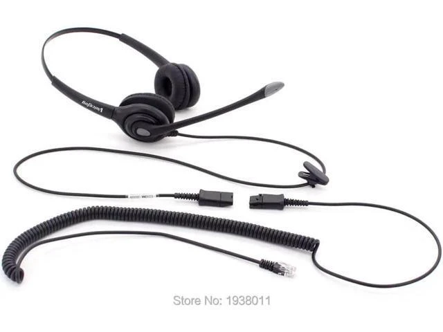 Alt view image 2 of 5 - Binaural RJ9/RJ10 connector headset wtih QD (Quick Disconnect) cable Noise cance
