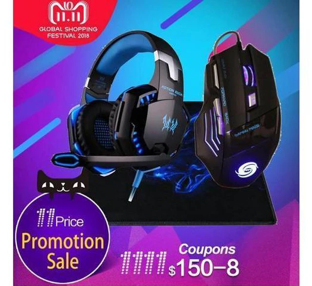 Main image of Professional 3200 DPI 7 Button 7D LED USB Wired Gaming Mouse Mice+Over-ear Gamer