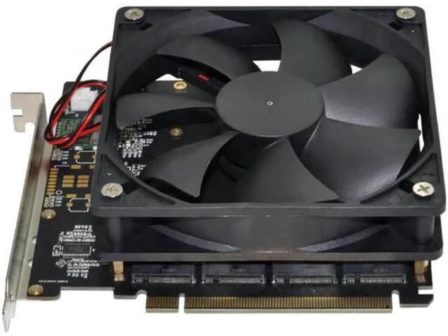 Alt view image 5 of 7 - 4X NVME M.2 AHCI to PCI-E Express 3.0 Gen3 X16 Raid Card with Fan VRO