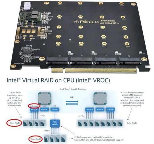 Alt view image 6 of 7 - 4X NVME M.2 AHCI to PCI-E Express 3.0 Gen3 X16 Raid Card with Fan VRO