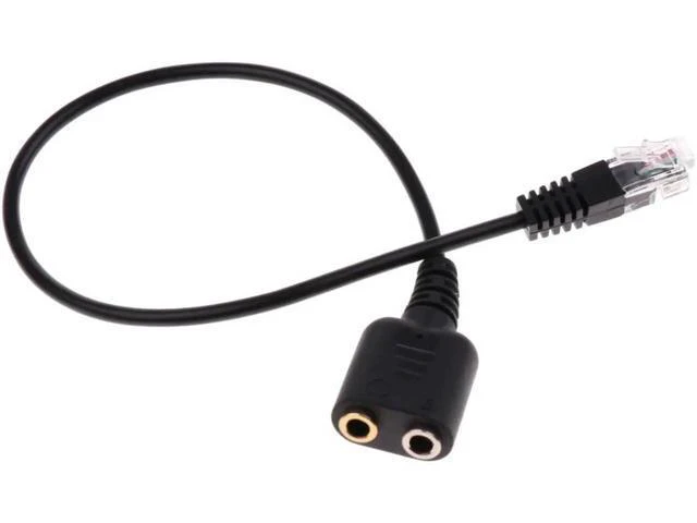 Alt view image 2 of 6 - Call Center Telephone RJ9 Headset Headphone + Dual 3.5mm RJ9 Adapter Cable