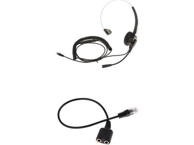 Alt view image 4 of 6 - Call Center Telephone RJ9 Headset Headphone + Dual 3.5mm RJ9 Adapter Cable