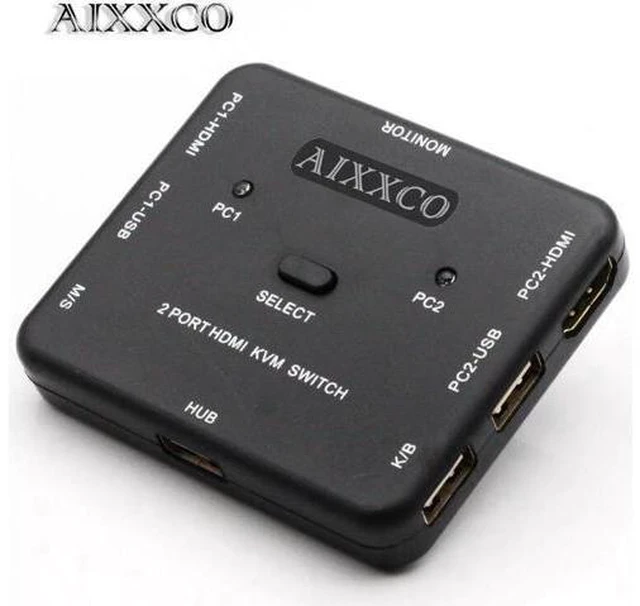 Main image of HDMI KVM Switch 1.4v Switcher 2 Port PCs Sharing 2 Devices for Keyboard Mouse Pr