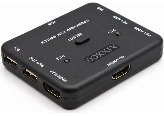 Alt view image 2 of 6 - HDMI KVM Switch 1.4v Switcher 2 Port PCs Sharing 2 Devices for Keyboard Mouse Pr