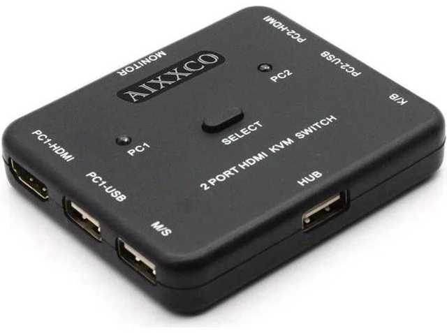 Alt view image 3 of 6 - HDMI KVM Switch 1.4v Switcher 2 Port PCs Sharing 2 Devices for Keyboard Mouse Pr