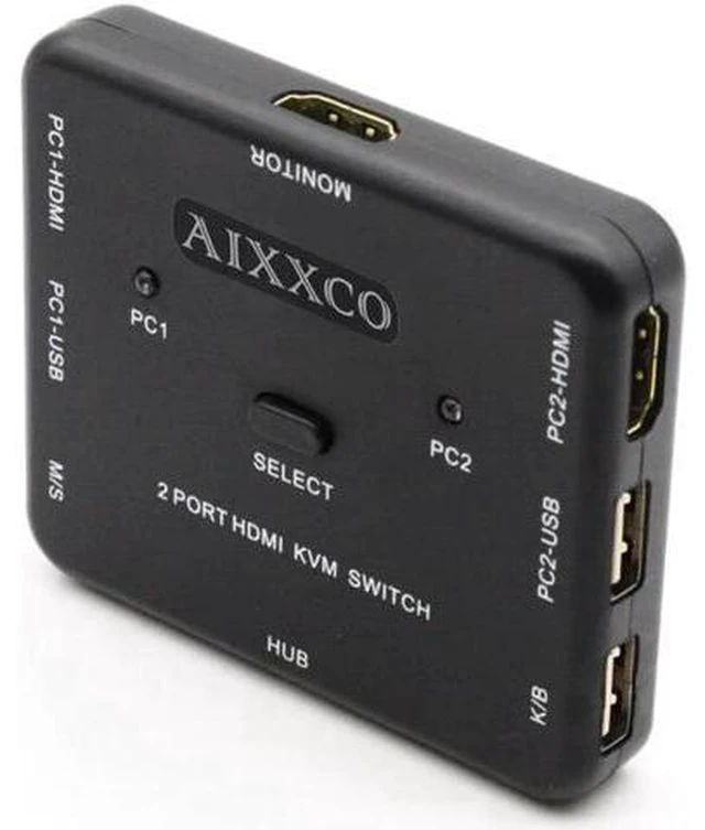 Alt view image 6 of 6 - HDMI KVM Switch 1.4v Switcher 2 Port PCs Sharing 2 Devices for Keyboard Mouse Pr