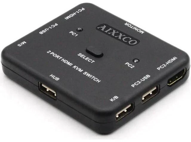 Alt view image 5 of 6 - HDMI KVM Switch 1.4v Switcher 2 Port PCs Sharing 2 Devices for Keyboard Mouse Pr