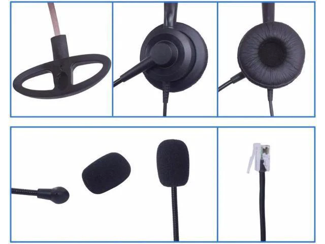 Alt view image 4 of 6 - Wantek mono Call Center Headphone Headset with Mic RJ11 for Avaya 1608 1616 9620