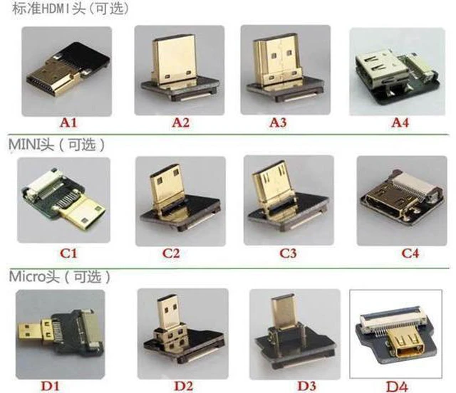 Alt view image 4 of 6 - A2 FPV Micro HDMI Mini HDMI degree Adapter 5cm-100cm FPC Ribbon Flat HDMI Cable
