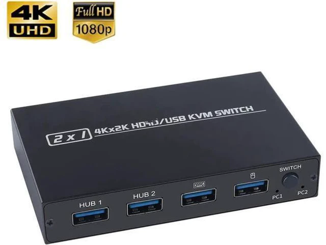 Main image of HDMI-compatible KVM Switch Splitter Dual PC to Single Monitor with 2 USB Ports 4