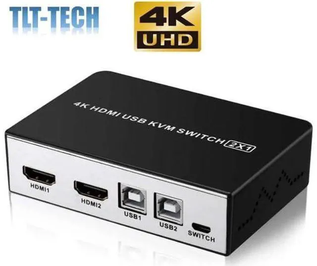 Main image of 4K HDMI USB KVM Switch 2 Port HDMI KVM Selector for 2 Computer Sharing 1 HD Moni
