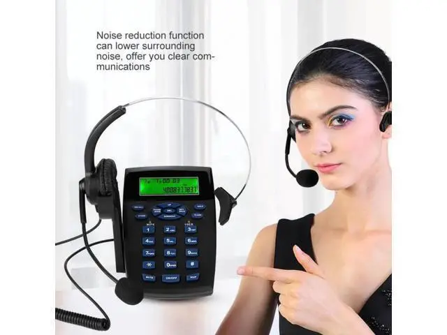 Alt view image 6 of 6 - Headset Telephone Caller ID Display Function Call Center Telephone Noise Cancell