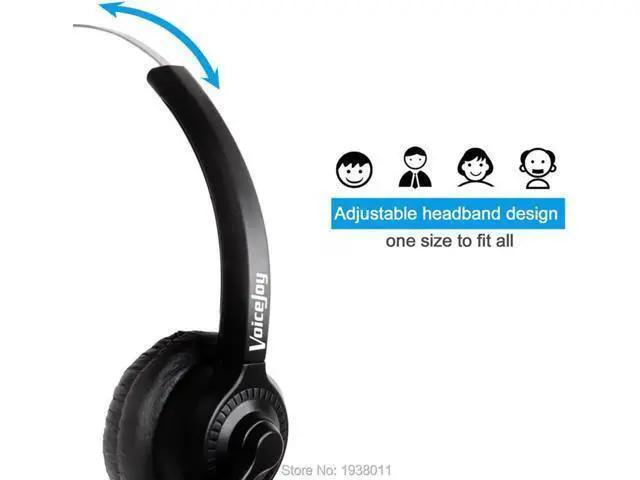 Alt view image 2 of 6 - Volume and Mute headset with RJ9 plug office phone Headset for ALL Call Center P