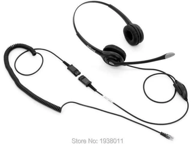 Alt view image 2 of 5 - Volume+Mute+ Binaural RJ9/RJ10 plug headset wtih QD (Quick Disconnect) cable Noi
