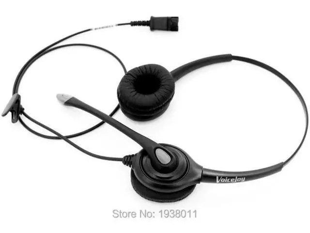 Alt view image 4 of 5 - Volume+Mute+ Binaural RJ9/RJ10 plug headset wtih QD (Quick Disconnect) cable Noi