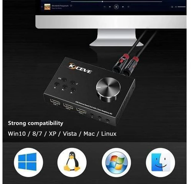 Alt view image 3 of 7 - USB Volume Control Knob Multimedia Audio Controller USB Hub with Audio Adapter E
