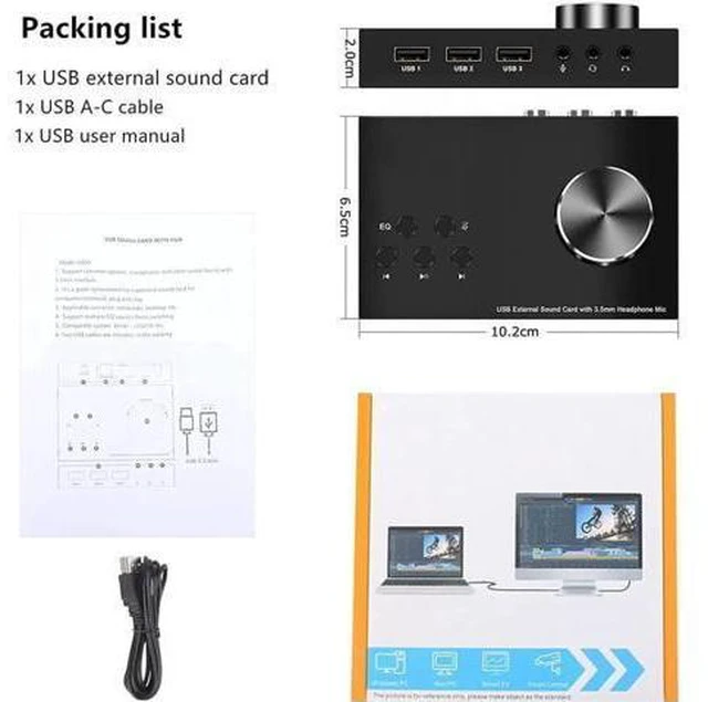 Alt view image 7 of 7 - USB Volume Control Knob Multimedia Audio Controller USB Hub with Audio Adapter E