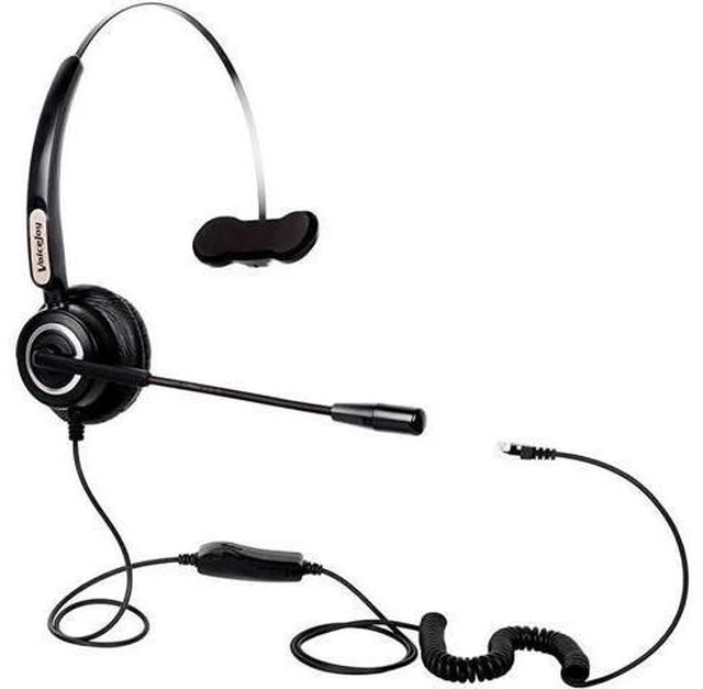 Alt view image 3 of 5 - Telephone RJ9 Headset Monaural with Noise Canceling Microphone for Call Center T