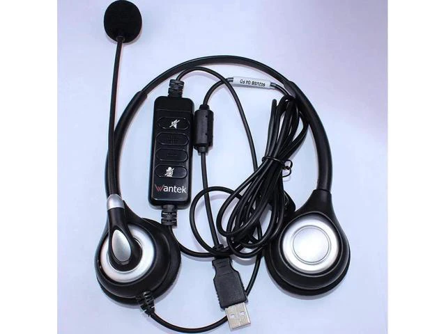 Alt view image 4 of 6 - Wantek Corded USB Headsets Stereo Computer Headset with Microphone Noise Cancell