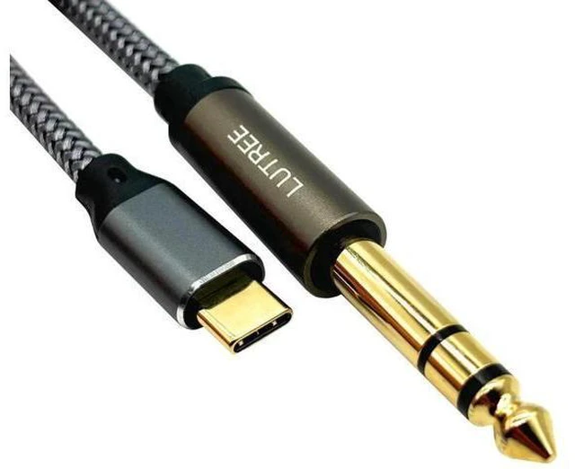 Alt view image 4 of 5 - Type-C to 6.35mm 3-pin audio cable for 6.5mm dual-channel TRS mobile amplifier,