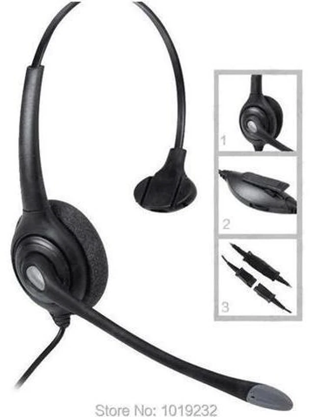 Main image of RJ09 RJ11 call center headset with RJ9 plug ,QD cable+ Volume+Mute telephone hea