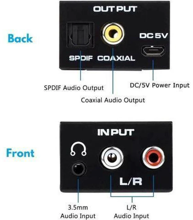 Alt view image 2 of 4 - Analog to Digital Audio Converter ADC Analog RCA L/R 3.5mm to SPDIF Coaxial Audi