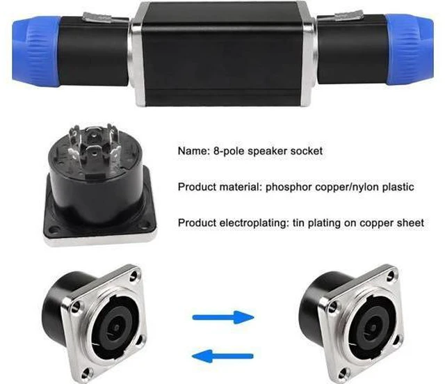 Alt view image 5 of 7 - NL8MPR Speakon Panel Mount Socket Connector 8 Pole Female Audio Speakon Square J