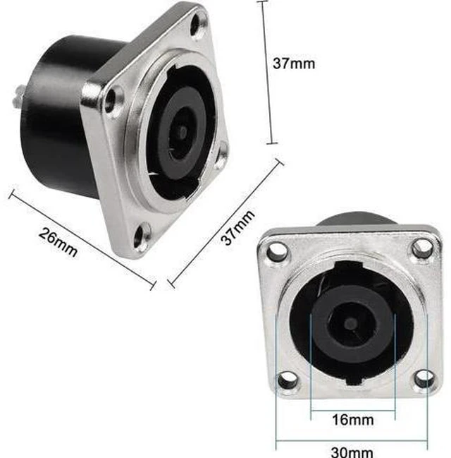 Alt view image 7 of 7 - NL8MPR Speakon Panel Mount Socket Connector 8 Pole Female Audio Speakon Square J