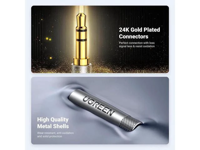 Alt view image 3 of 7 - UGREEN 3.5mm Audio Cable Nylon Braided Aux Cord Male to Male Stereo Hi-Fi Sound