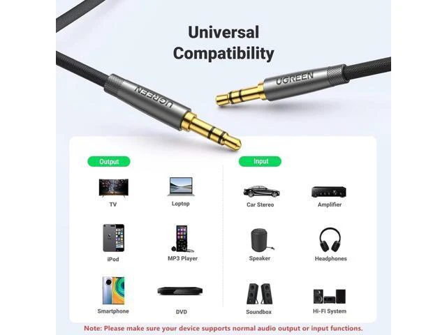 Alt view image 4 of 7 - UGREEN 3.5mm Audio Cable Nylon Braided Aux Cord Male to Male Stereo Hi-Fi Sound