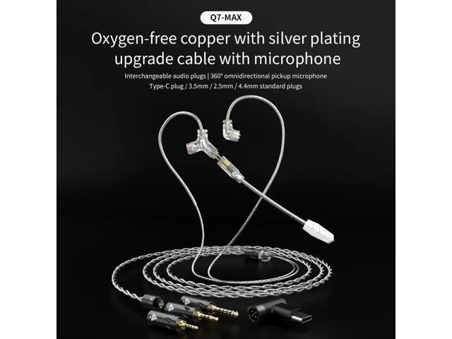 Alt view image 2 of 5 - QKZ Q7MAX headphones -Game-grade silver-plated upgrade cablewith 2.5mm, 3.5mm, 4