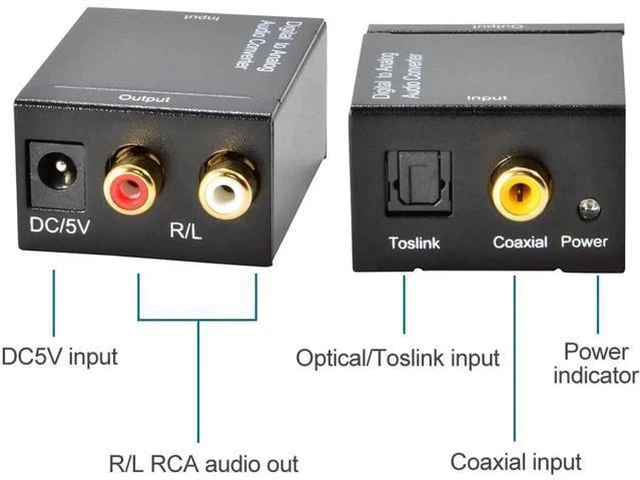 Alt view image 5 of 6 - Digital to Analog Audio Converter Optical Fiber Coaxial RCA Toslink Signal to An