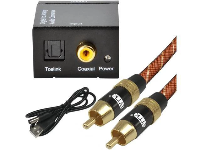 Alt view image 4 of 6 - Digital to Analog Audio Converter Adapter Digital Optical Fiber Coaxial RCA Tosl