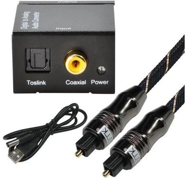 Alt view image 6 of 6 - Digital to Analog Audio Converter Adapter Digital Optical Fiber Coaxial RCA Tosl