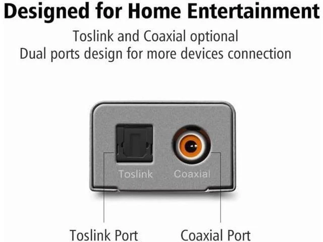 Alt view image 5 of 6 - Digital to Analog Audio Adapter Optical Coaxial Toslink to 3.5mm Audio with DC 5